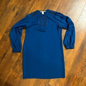 DIANE VON FURSTENBERG Blue 100% Silk Shift Dress EUC (2)